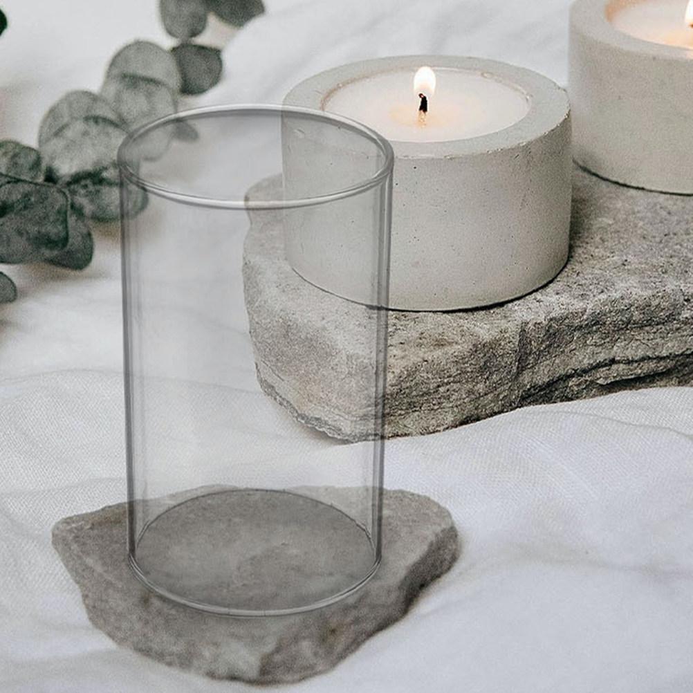 2Pcs Clear Glass Covers Cylinder Shade Open Ended Transparent Holder Decorative Glass Chimney for Home
