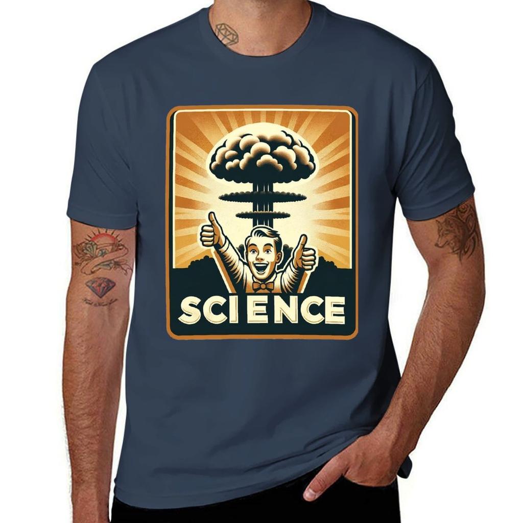 Science Atomic Age Thumbsup Tshirt Active Sports Short Sleeve Cotton Shirt