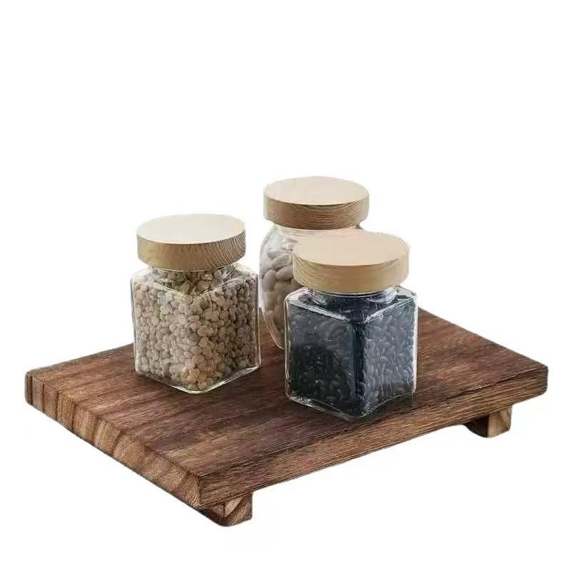Bandeja de Madera Soporte Pedestal Madera Tocador Manos Jabón Vela Aromática Soporte Almacenamiento Bandeja Cocina Soporte Condimentos Decoración Hogar