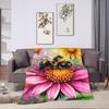 Bee and Flowers Flannel Blanket Adults Child Warm Bedding Throws Winter Home Decor Bedspread Sofa Bed Cover