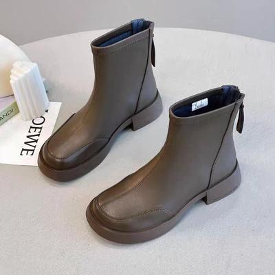Herfst Winter Enkellaarzen Dames Groot-Brittannië Retro Ronde Neus Mode Chelsea Boots Vrouwelijk Nieuw Lage Hakken Platformschoenen Botas De Mujer