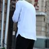 Erkek İlkbahar Tişört Uzun Kollu Bisiklet Yaka Düz Renk Pullover Yumuşak Sıcak Bol Başparmak Delikli Erkek Tişörtü Erkek Giyim