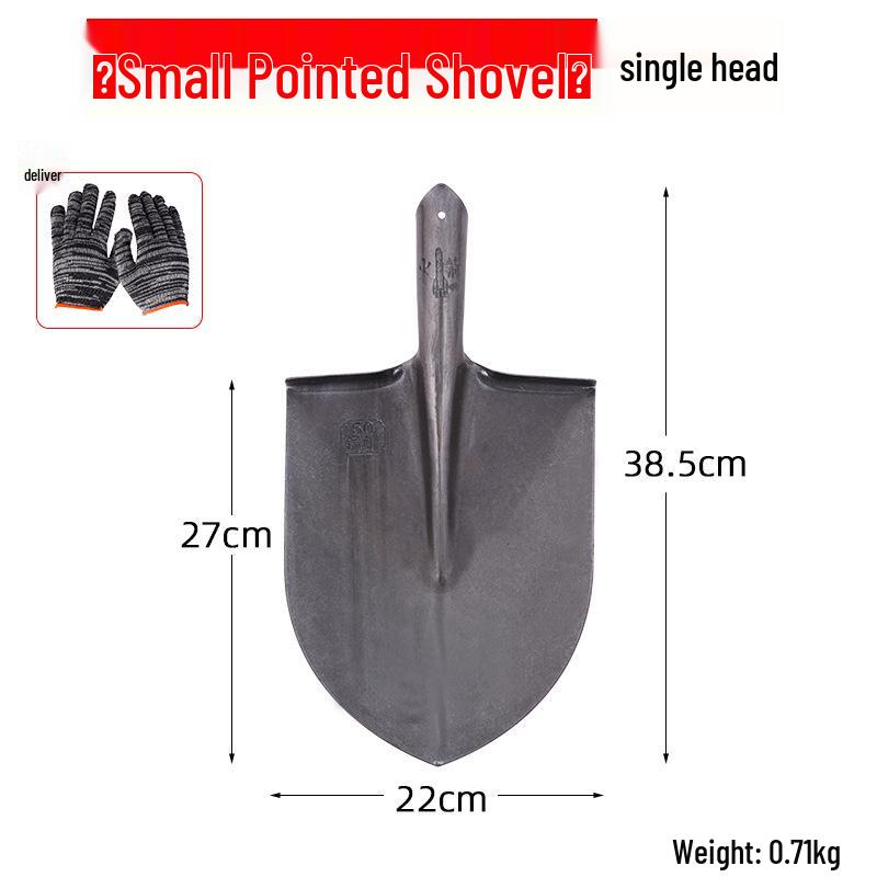 Manganese Steel Pointed Shovel for Home, Soil Digging, Construction, and Snow Removal; Outdoor Iron Snow Shovel.