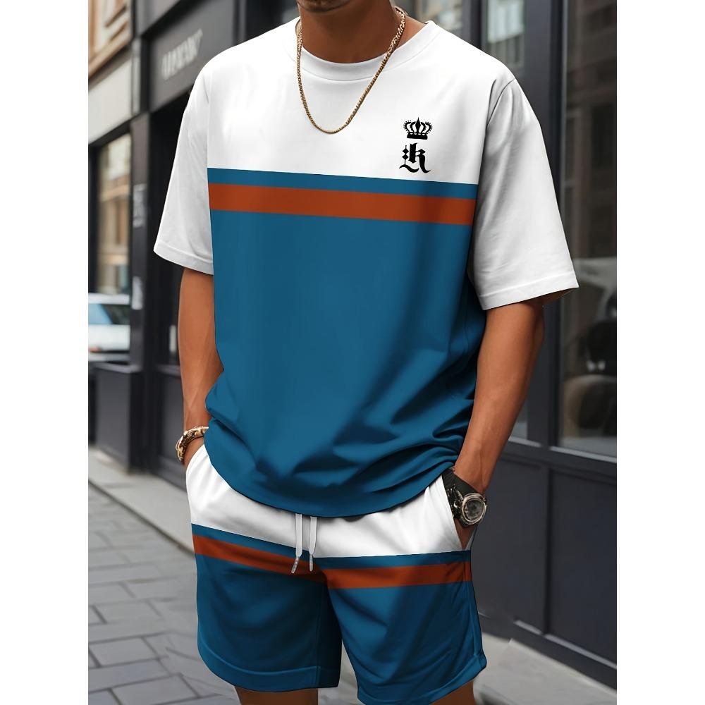New Men's 3D Printed T-shirt and Shorts Set Fashionable Streetwear Short Sleeved Top and Shorts Men's Clothing