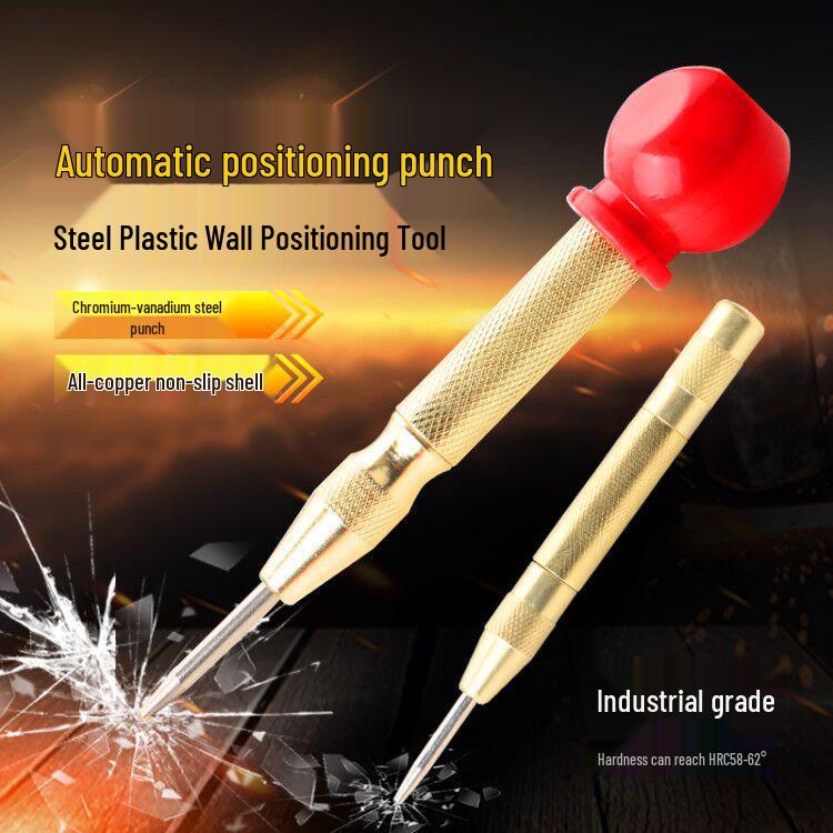 High-Durability Semi-Automatic Center Punch with Cap and Spring-Loaded Positioner