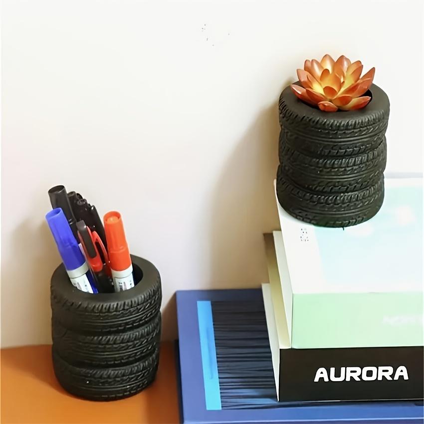 1/2 pcs Tire Shaped Pen Holder Creative Tire shape Office Supplies Storage Box Desktop Pen Holder Makeup Brush Holder Decoration