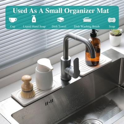 2/4 Pezzi Tappetino Asciugatura Piedini in Silicone Antiscivolo Terra di Diatomee Vassoio Lavello con Design a Scanalatura Anti-Perdita Rapido Assorbimento Acqua Asciugatura Rapida Tappetino Cucina