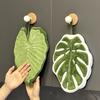 Green Leaf Hand Towel Soft Absorbent Alocasia Leaf Towel Monstera Leaf Hand Towel with Hanging Loop for Home Bathroom Kitchen