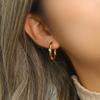 Drop Ship Gold Plated Stainless Steel Hoop Earring U Shape Huggie Hoop Cubic Zircon Diamond Earrings Piercing Jewelry