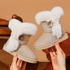 New Children's Snow Boots, Cotton Shoes for Boys and Girls, Soft-soled, Non-slip, Warm, Fleece-lined, Thickened Cotton Boots with Buckle