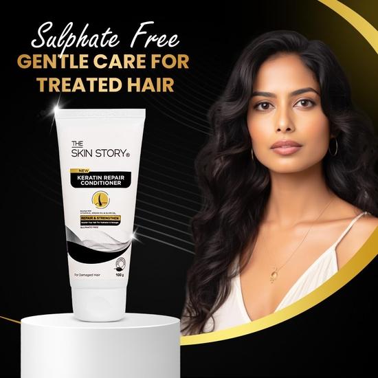 The Skin Story Après-shampoing pour Cheveux Traités & Colorés | Répare les Pointes Fourchues & les Cheveux Abîmés | Brillance Longue Durée | Après-shampoing pour Femmes & Hommes | 100g