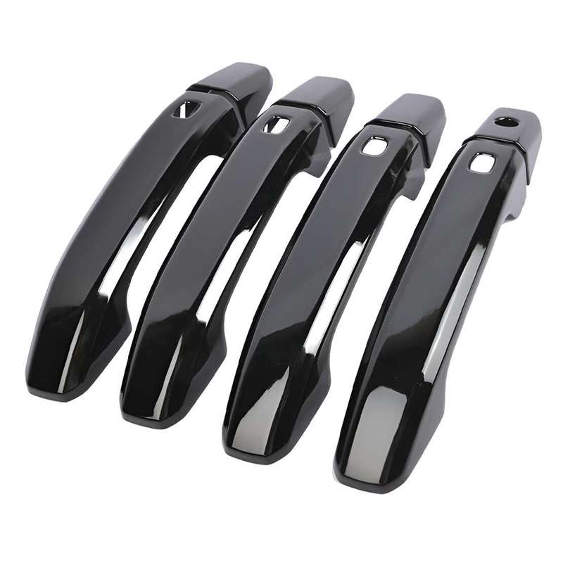 8Pcs Exterior Door Handle Covers Trims Fit For GMC Sierra Chevrolet Silverado 3500HD 2500HD 1500 Suburban Tahoe  Black ABS