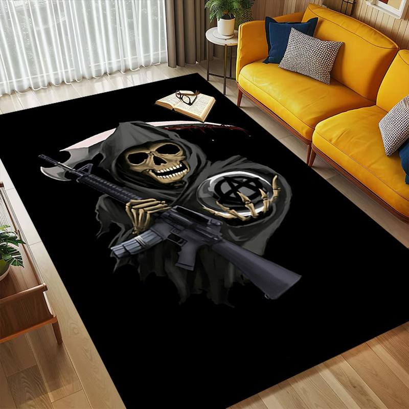Grim Reaper Gun Living Room Non-Slip Area Rug Soft Carpet for Bedroom Game Playroom Sofa Office Home Decor Doormat Christmas Gift C921123