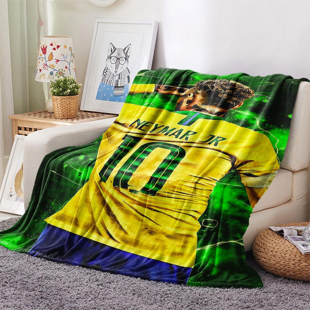 1PC Neymar Patterned Flannel Blanket Suitable For All Seasons for Home Decor Warmth and Comfort Gifts Holiday Present