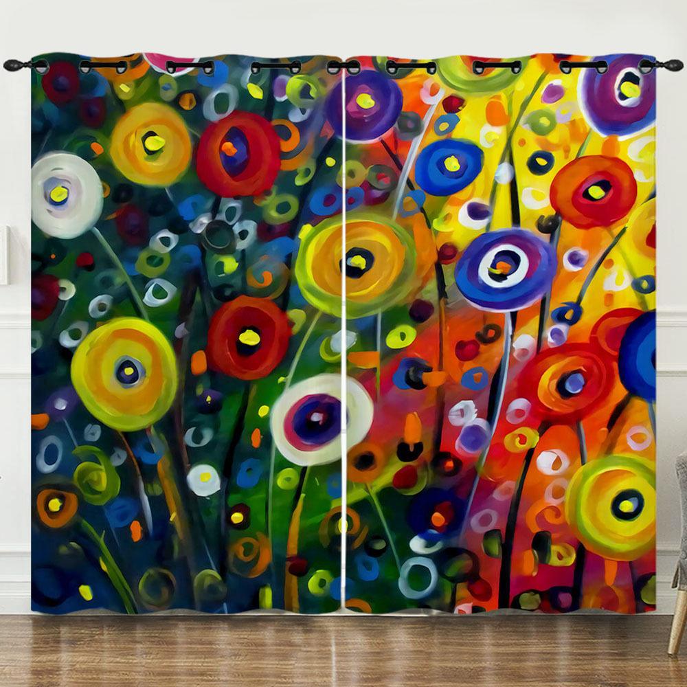 Vorhang Graffiti Blumen Und Pflanzen 3D Digitaldruck Verdunkelungsvorhang Ösen