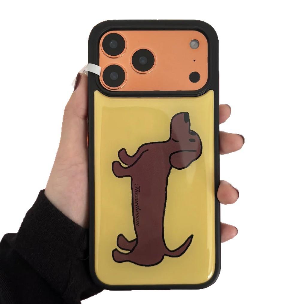 Cute dachshund suitable for Apple 17Promax mobile phone case IP16 glue water condensation 15 large holes men's and women's anti-drop cover