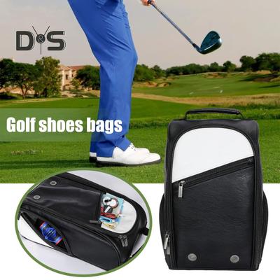 Golf Shoe Bag Zipper Closure Large Capacity Waterproof Wear Resistant Sports Shoe Strap Bag with Side Accessory Pocket