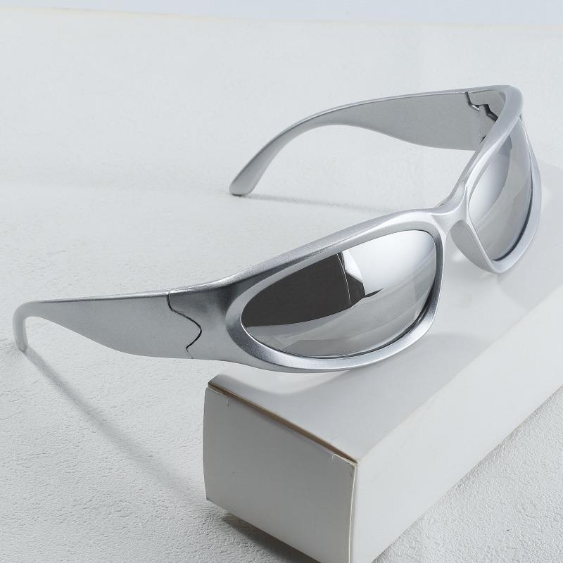 Bai Fen Bai Electronic 3C Men's Silver 1Pcs Y2k Style Irregular Frame Border Glasses Sunglasses Are Perfect For Concerts