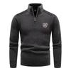 Pierre Cardin Men's Thickened Fleece-Lined Zipper Mock Neck Sweater