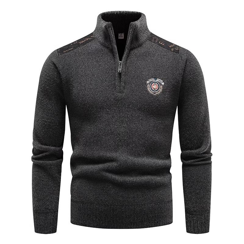 Pierre Cardin Men's Thickened Fleece-Lined Zipper Mock Neck Sweater