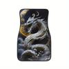 For Most Cars  Non-slip Car Front And Rear Rubber Floor Mats  Sedans 4pcs White Dragon Printed Dirt Resistant Car Floor Mats  SUVs