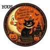 Holiday Party Wall Decoration Retro Halloween Sign, Round Metal Decorative Vintage Festive Home Ornament Rustic Art Decor for Living Room Mounted