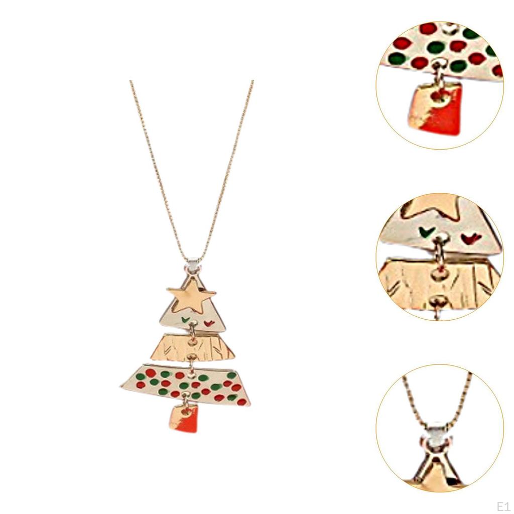 Christmas Tree Pendant Necklace Jewelry Colorful Fashion, Xmas Gift for Women Family