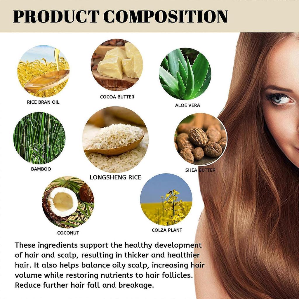 2pcs Shampoo Bar, Rice Water for Hair Growth Shampoo&Conditioner, Solid Hair Loss