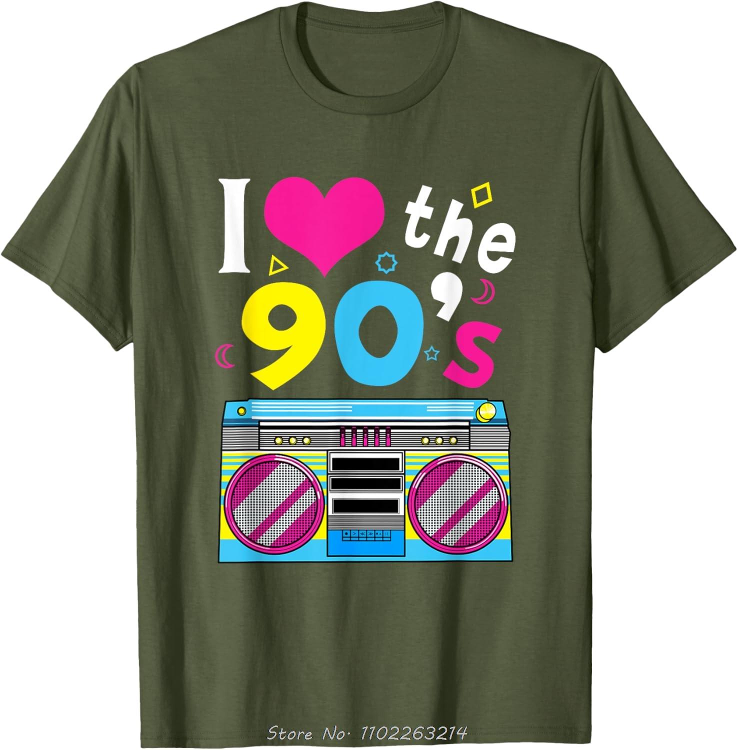 

Я люблю 90-е Мужская одежда Футболка оверсайз Вечеринка Мода Фитнес Футболка Хип-хоп Повседневная Хлопковая футболка Топы 4XL