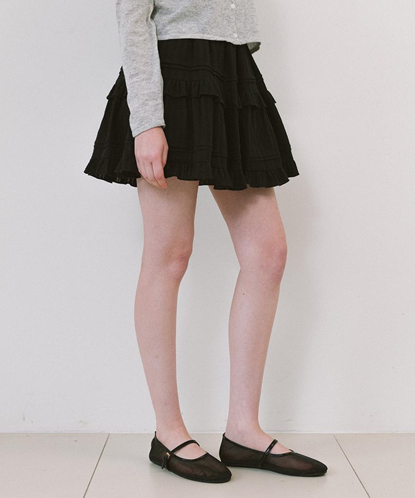 Laminez Tiered Ruffle Skirt - Black