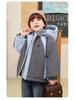 2025 New Boys' Color Block Waterproof Hooded Cotton Jacket with Fleece