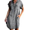 DICFY Women's Fashion Summer Spring Solid Color Print POLO Neck Short Sleeve Casual Dresses