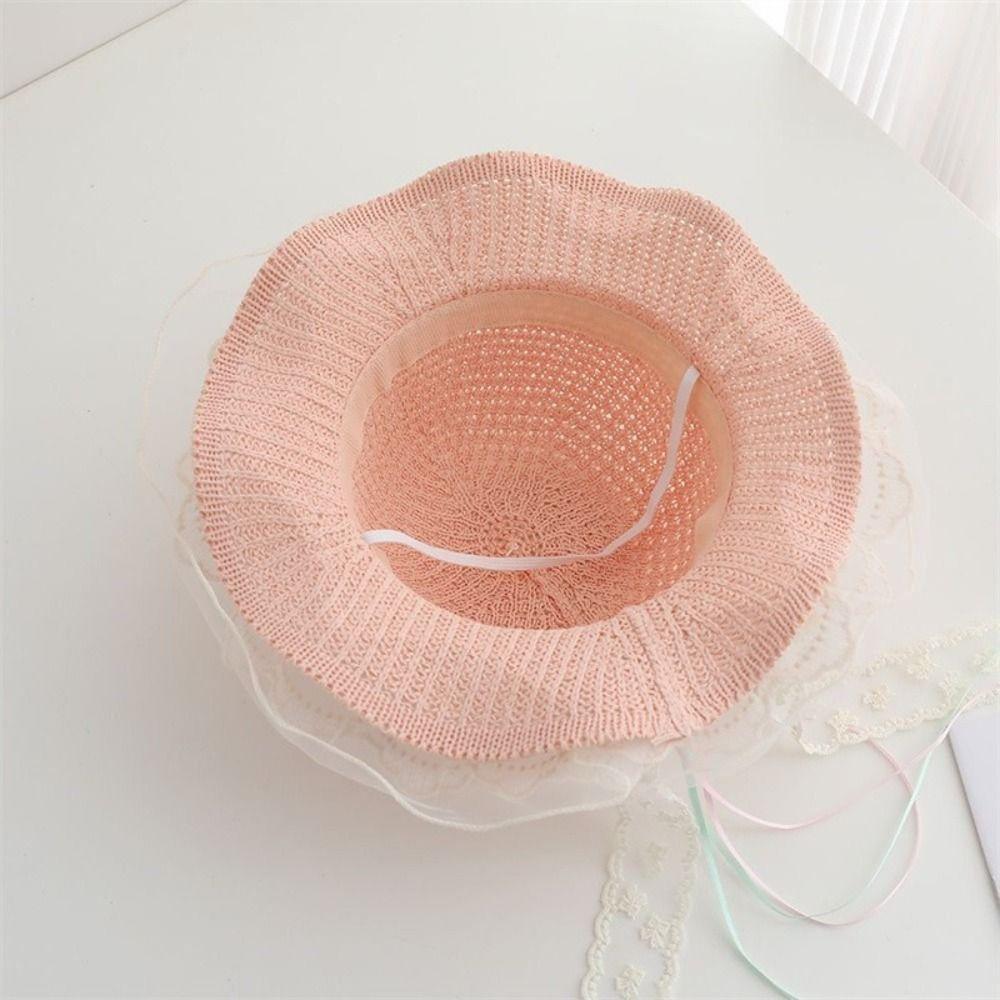 Pearl Decoration Children Sun Hat Wide Brim Straw Hat Cute Style Kids Sun Hat Girls Accessories