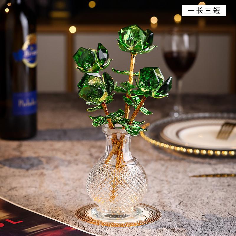 Mother's Day Crystal Crafts Rose Ornament Valentine's Day Girlfriend Wife Holiday Gifts Living Room Ornaments