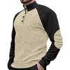 New Men's Long-Sleeved Stand-Up Collar Outdoor Sweatshirt Corduroy Button-Front Casual Sports Henley Top