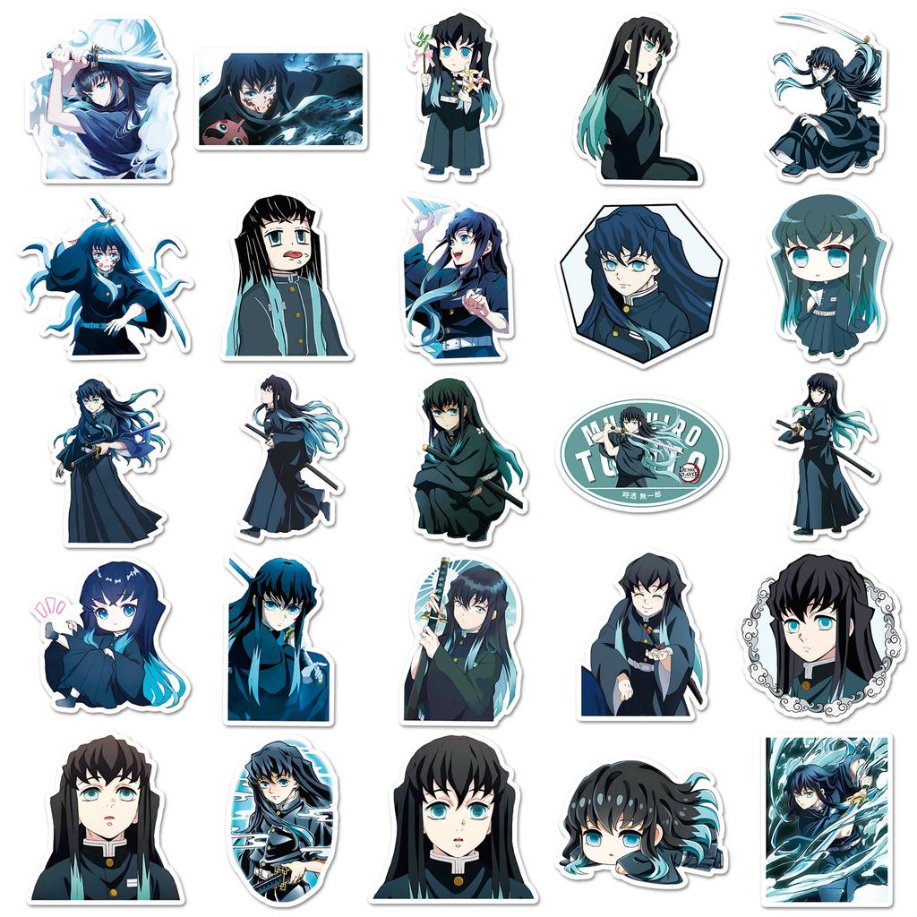 50 Tokitou Muichiro Graffiti Aufkleber Personalisierte Cartoon Japanische Anime Dämonentöter: Kimetsu No Yaiba Dekorative Handyhüllen-Aufkleber