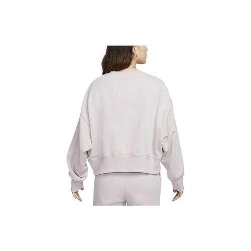Nike Solid Color Crewneck Cropped Long-Sleeve Sweatshirt for Women Gray-Purple
