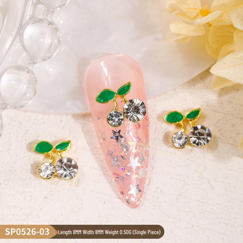 3D Cherry & Fruit Alloy Nail Art Rhinestones - Red, Pink, White Decorations