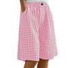Women's Casual Comfortable Plaid Button-up Summer Shorts With Pockets
