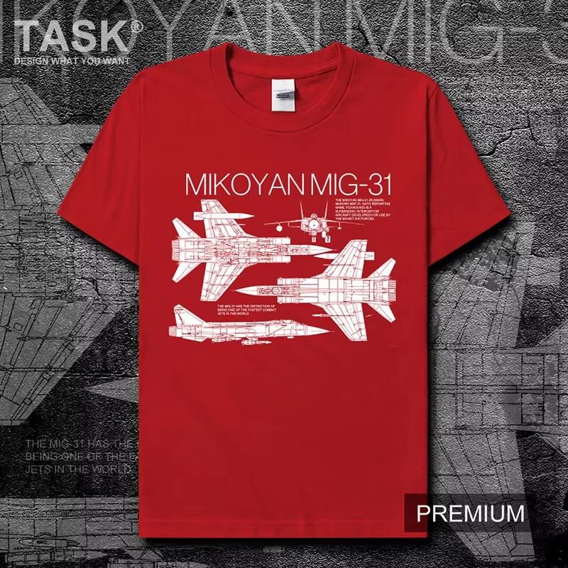 Русский МиГ-31 Фоксхаунд Перехватчик Самолет Футболка 100% Хлопок Круглый вырез Короткий рукав Повседневная Мужская Футболка Размер S-3XL S