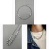 Geometric Cat Eye Stone Stainless Steel Collar Necklace For Women And Men