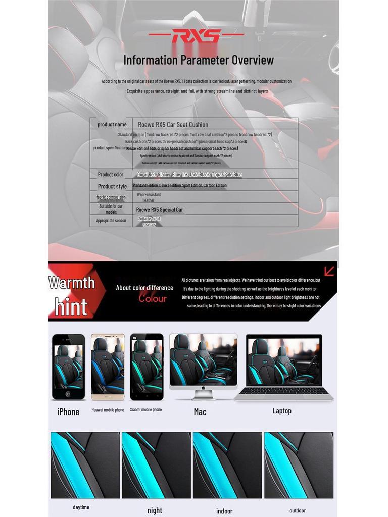 Roewe RX5 Four-Season Universal Full-Coverage Custom Car Seat Cushion Cover.