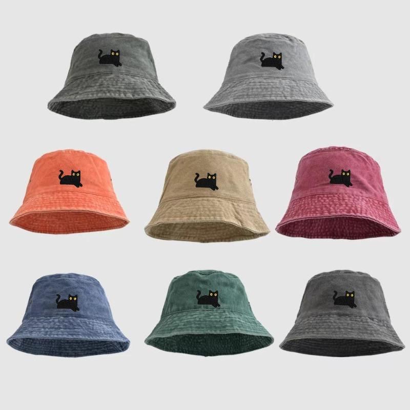 1pc Summer Cat Bucket Hat for Men Women Lightweight Travel Beach Fisherman Hat Outdoor Sports Pull Up Bob Panama Sun Hats