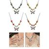 Color Beads Pendant Necklace Sweet Butterflies Clavicle Chain Female Summer Adjustable Rope Necklace Sweater Chain