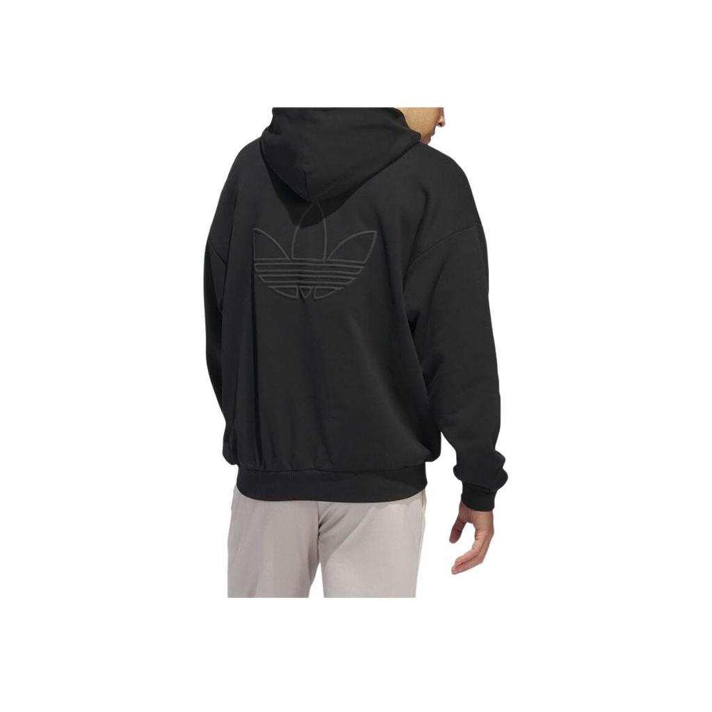 adidas Originals Einfarbiges Logo Bestickter Hoodie Langarm-Sweatshirt Herren Sweatshirt Schwarz IU2809