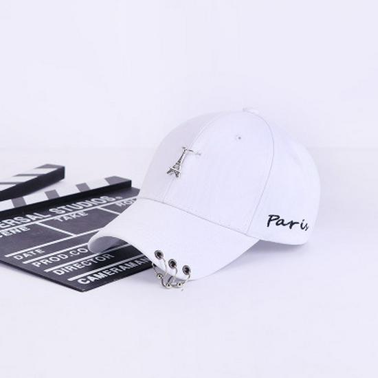 

Eiffel Tower Ring Harajuku Style Summer Baseball Cap, Unisex Hip Hop Curved Brim Duckbill Hat Adjustable