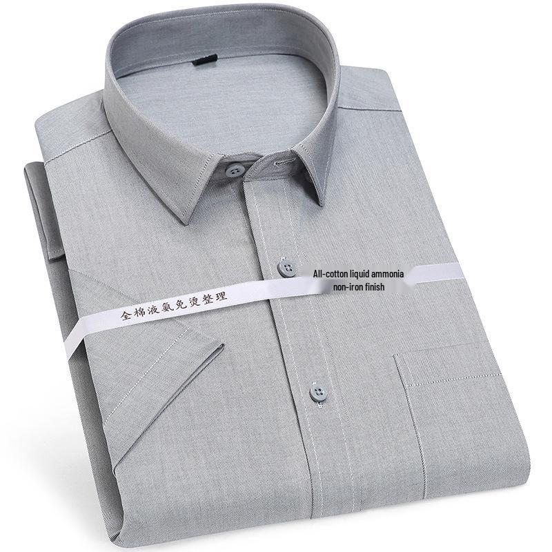 Golden Shield Herr Ren Bomull Slim Fit Kortärmad Vit Skjorta - Strykfri, Business Casual