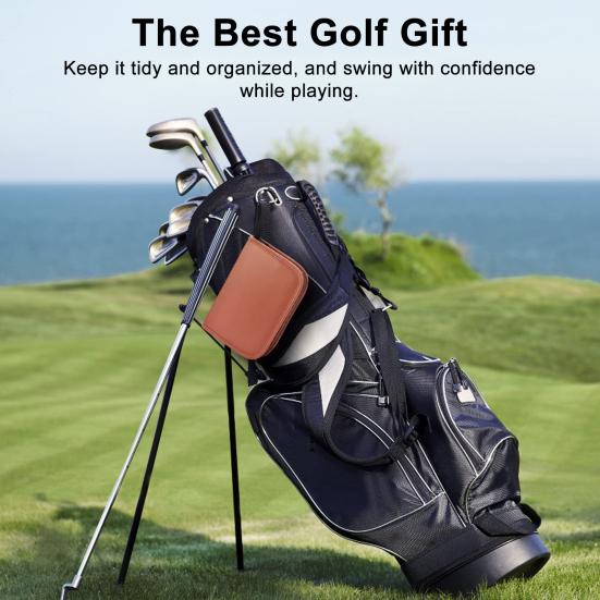 Golf Tools Case Multi-functional Golf Accessories Organizer Bag Faux Leather Large Capacity Golf Ball Tee Rangefinder Brush Holder Pouch