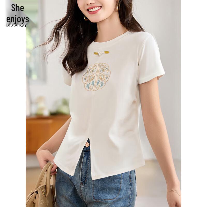 She Enjoy New Chinese Style Embroidered T-Shirt M
