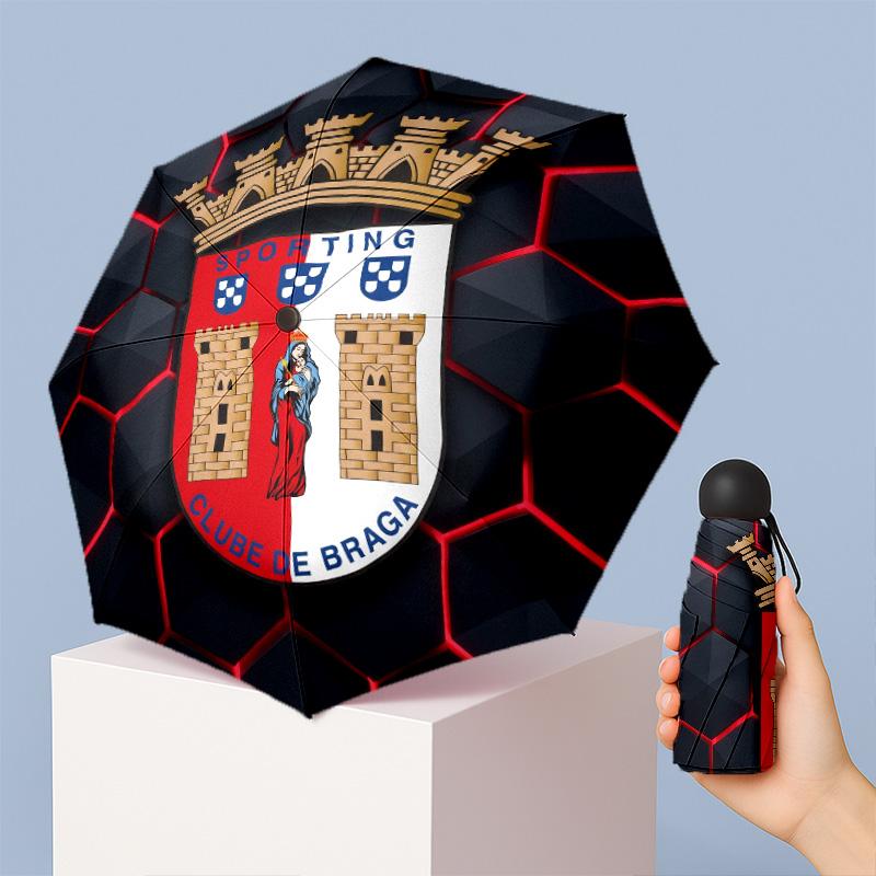 Braga FC Mini 5 Fold Pocket Umbrella Compact Lightweight Anti UV Rain Sun Protection Umbrella Portable Travel Umbrella
